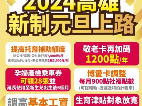 2024新制一次看 高市府：惠民政策元旦上路